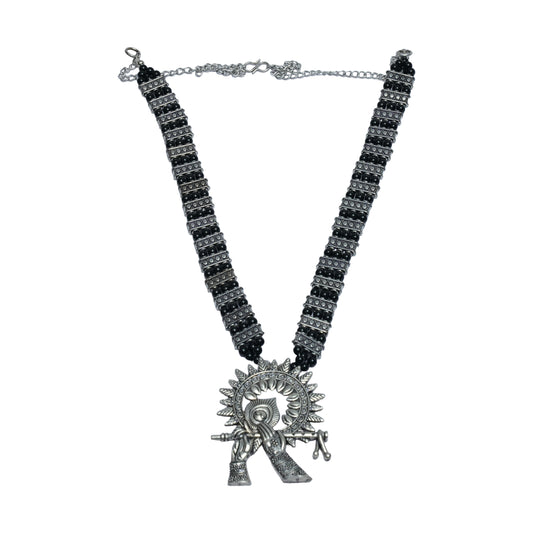 Black Beaded Oxidised Neckpiece