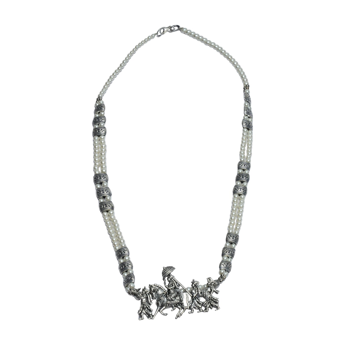 White Beaded Oxidised Neckpiece