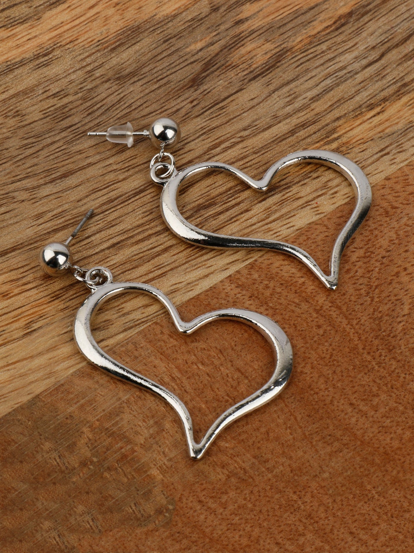 Silver Heart Shaped Earrings