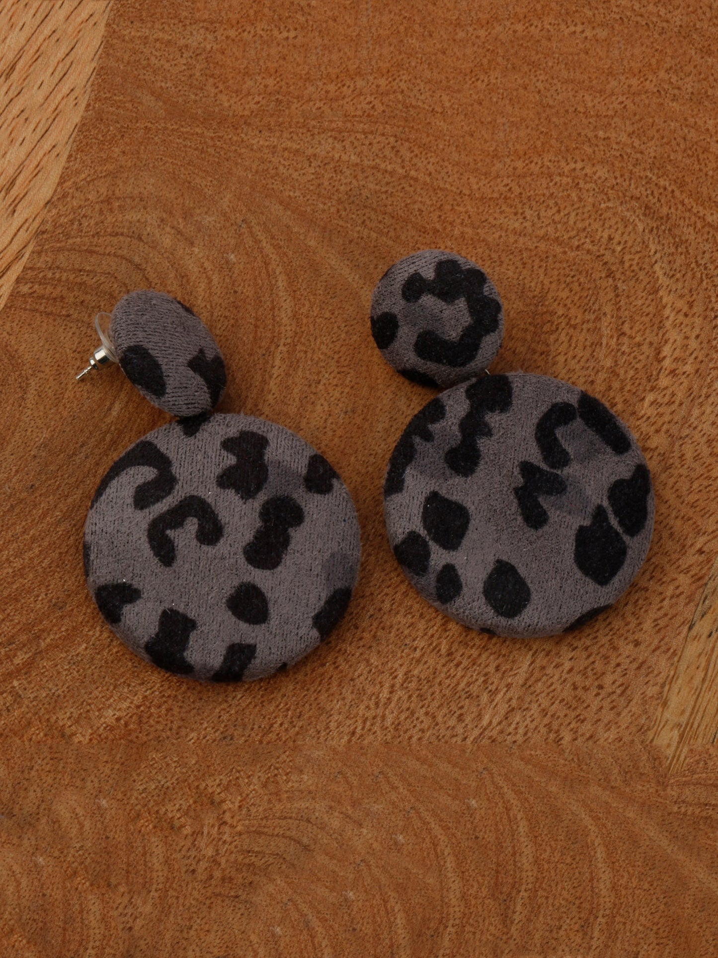 Grey Colored Velvet Earrings