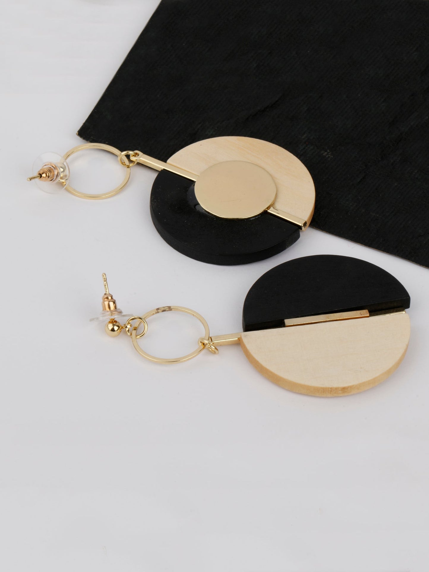 Metal Enclosed Wooden Earrings