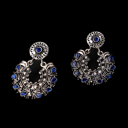 Blue Stone Studded Danglers