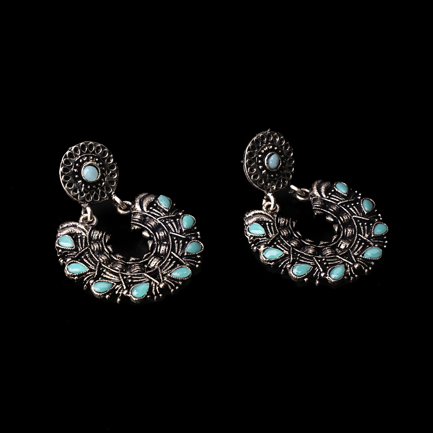 Mint Stone Studded Danglers