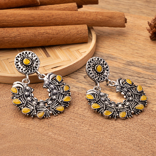 Yellow Stone Studded Danglers