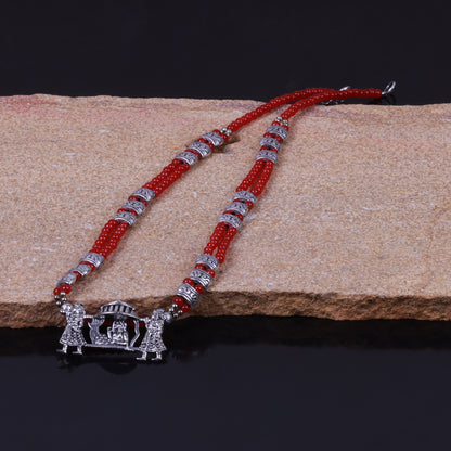 Red Beaded Oxidised Neckpiece