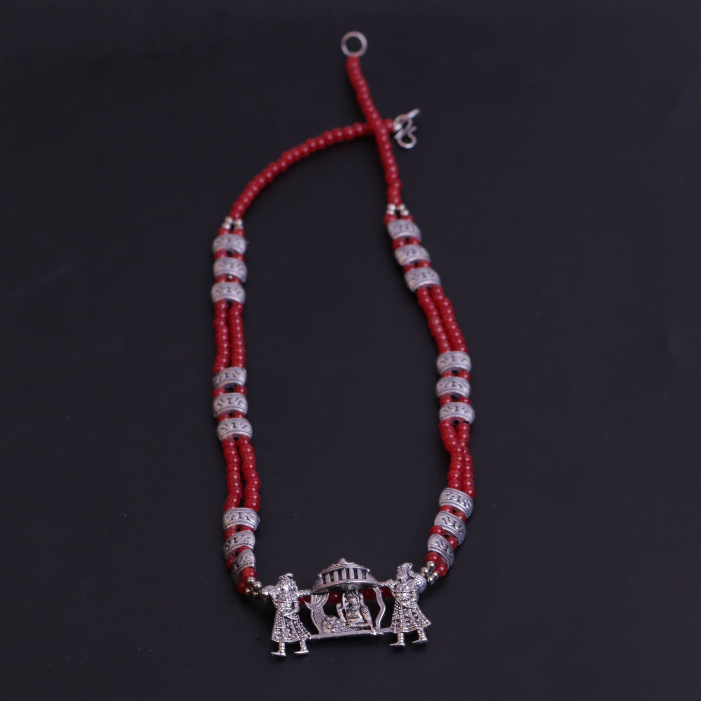 Red Beaded Oxidised Neckpiece