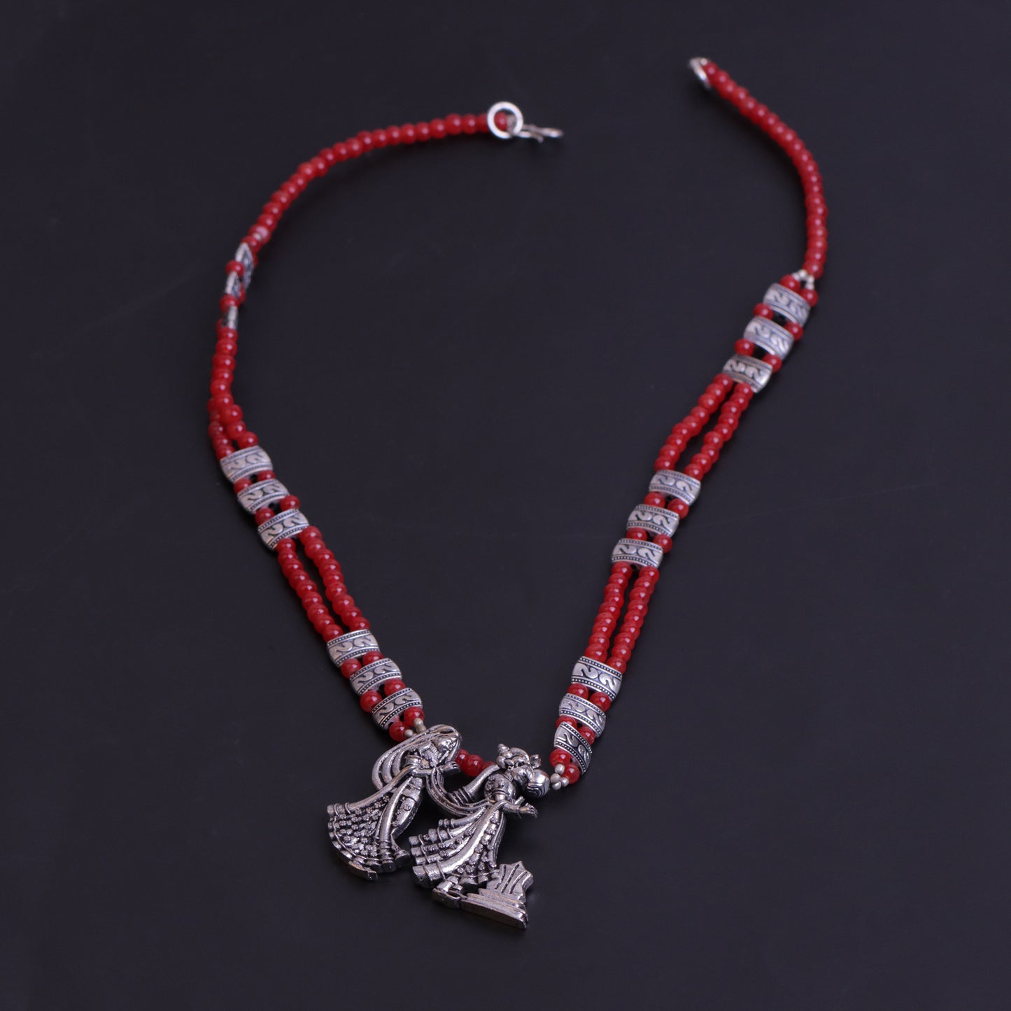 Red Beaded Oxidised Neckpiece