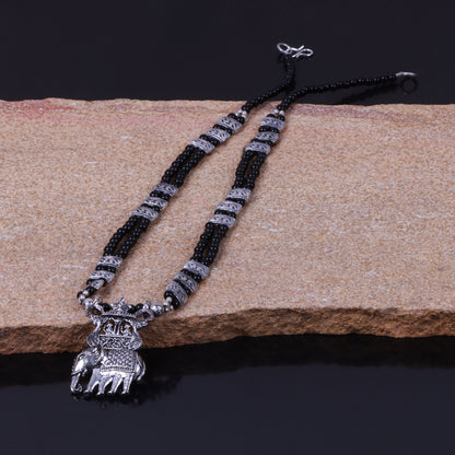 Black Beaded Oxidised Neckpiece