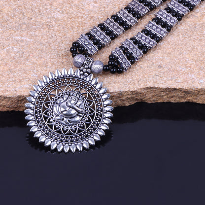 Black Beaded Oxidised Neckpiece