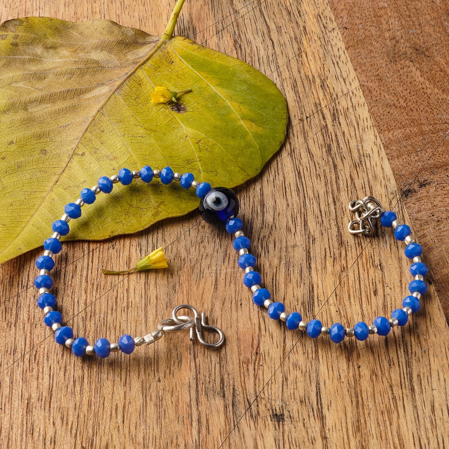 Evil Eye Beaded Oxidised Anklet