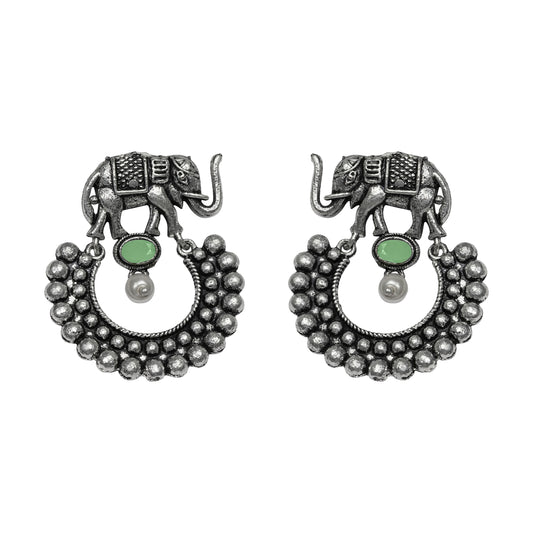 Pista Stone Studded Elephant Earrings