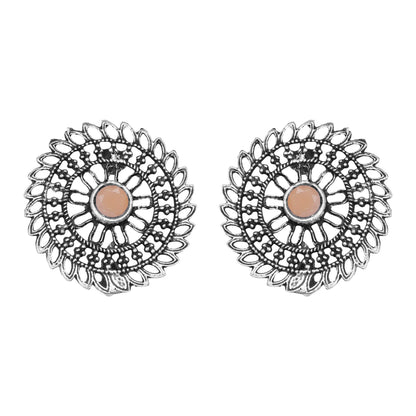 Light Orangish Stone Studded Beautiful Oxidised Studs