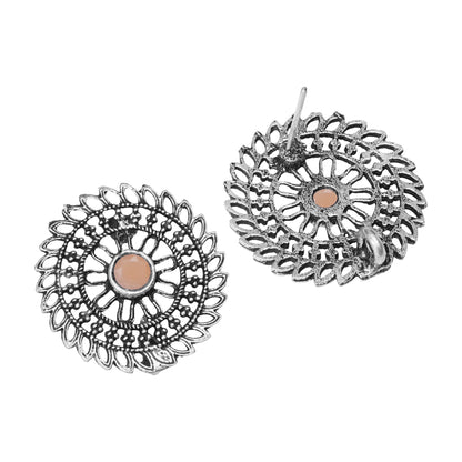 Light Orangish Stone Studded Beautiful Oxidised Studs