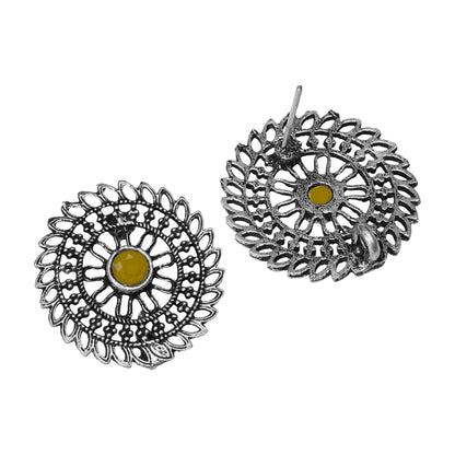 Yellow Stone Studded Beautiful Oxidised Studs