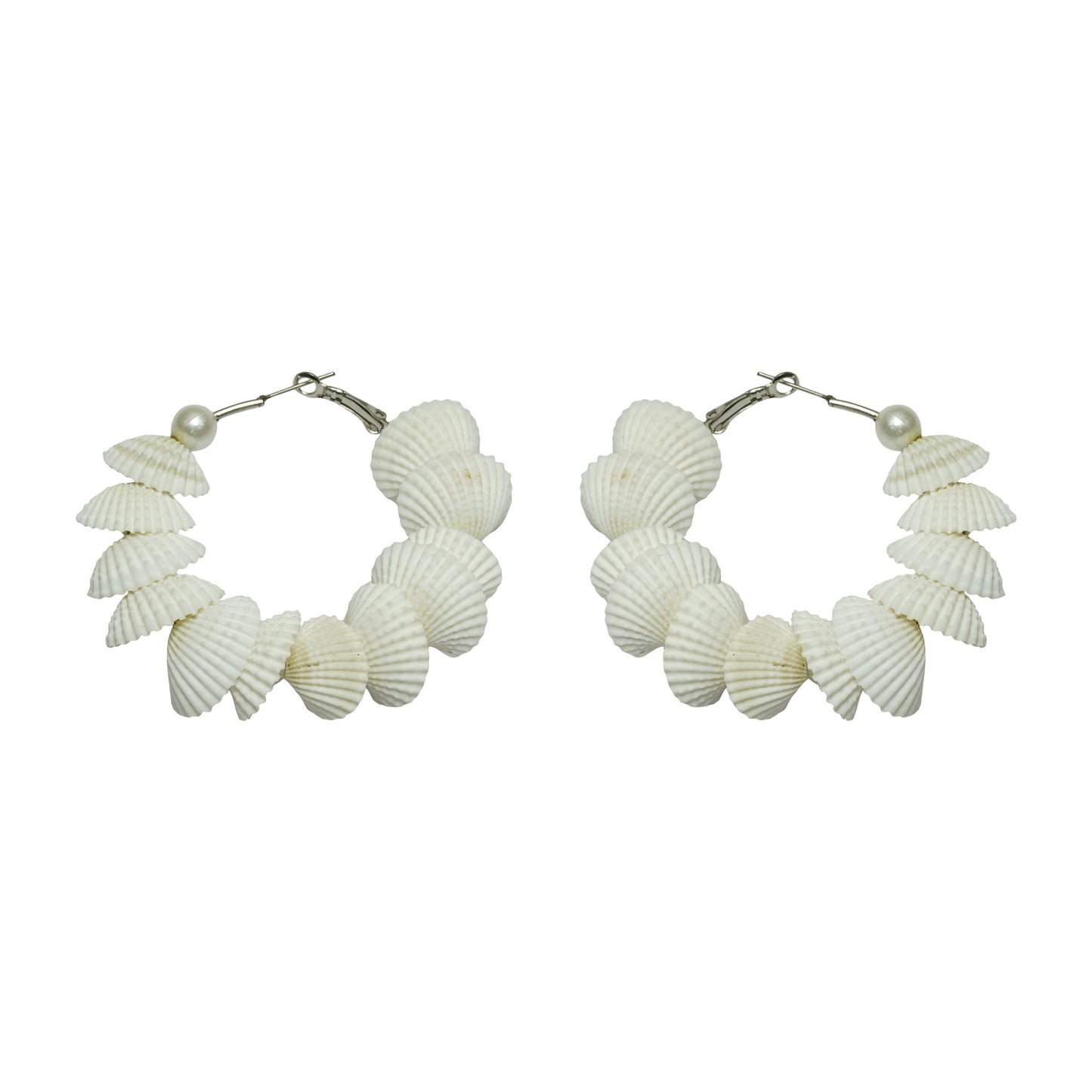 White Shell Hoop Earrings