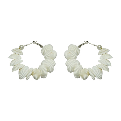 White Shell Hoop Earrings