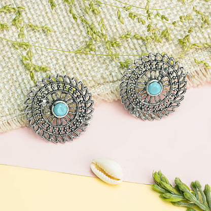 Mint Stone Studded Beautiful Oxidised Studs