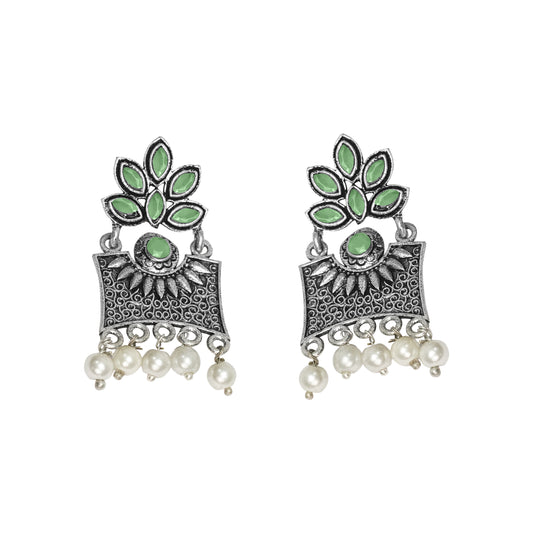 Pista Stone Studded Rectangular Earrings