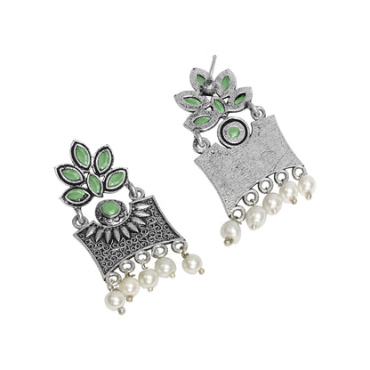 Pista Stone Studded Rectangular Earrings