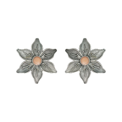 Light Orangish Stone Studded Brass Studs