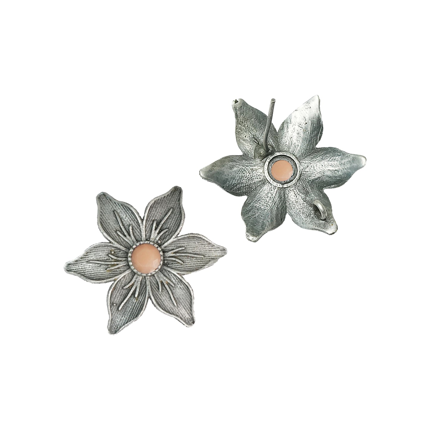 Light Orangish Stone Studded Brass Studs