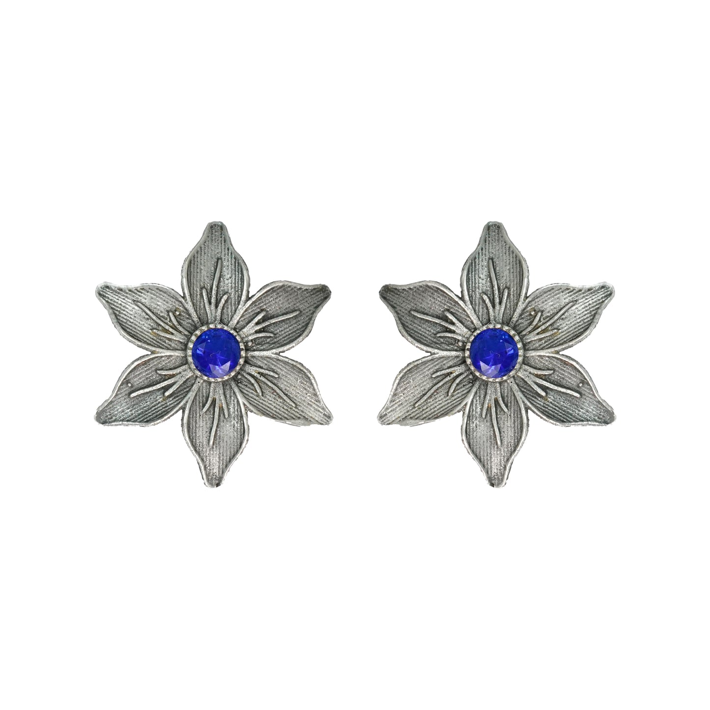 Blue Stone Studded Brass Studs