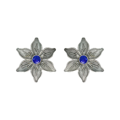 Blue Stone Studded Brass Studs