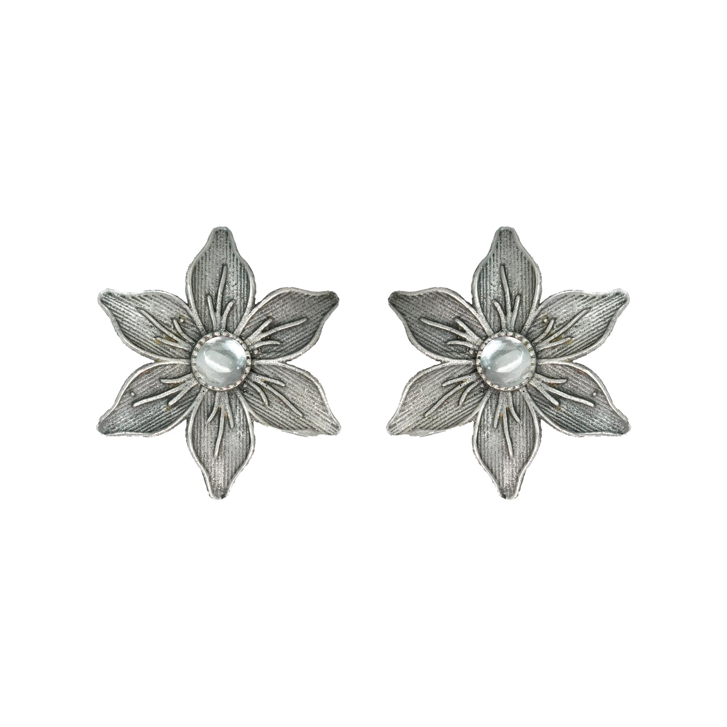 White Stone Studded Brass Studs