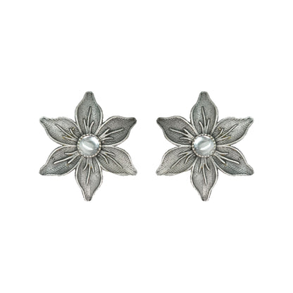 White Stone Studded Brass Studs