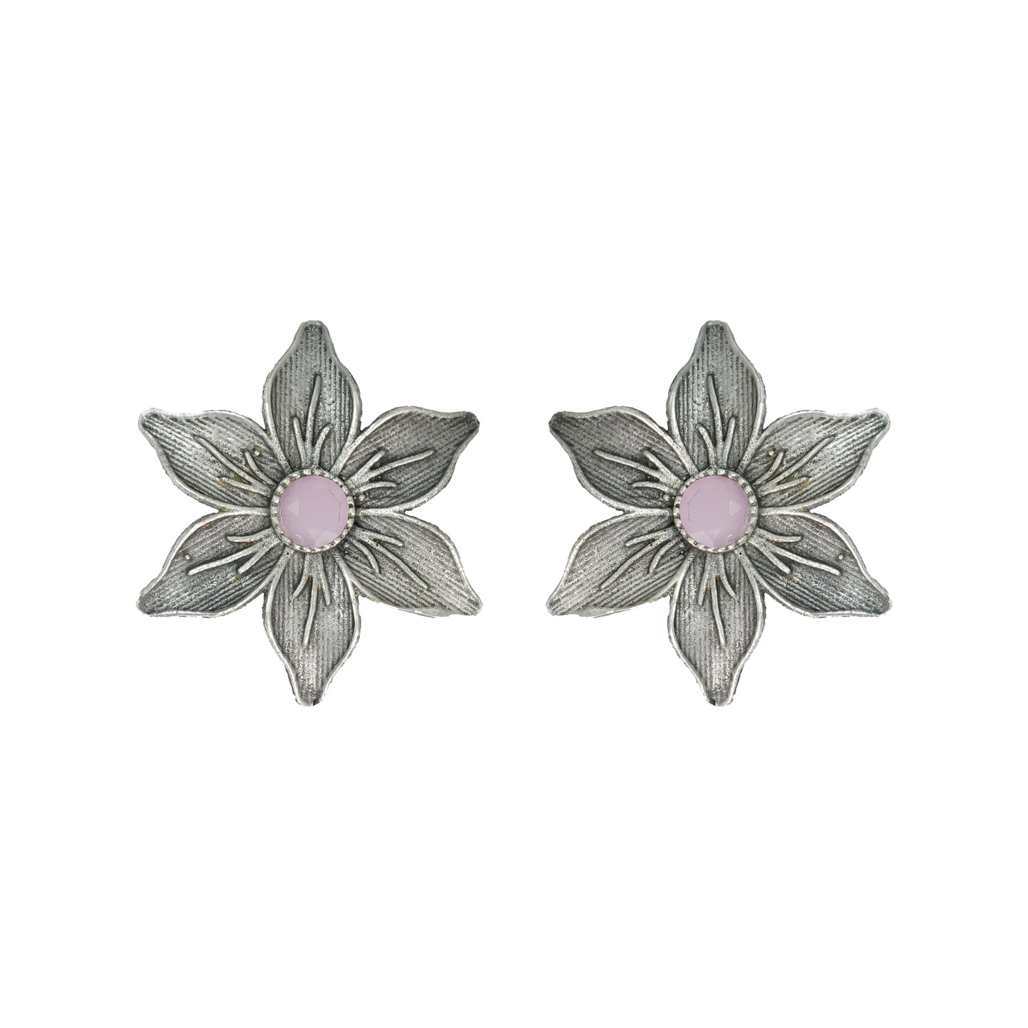 Baby Pink Stone Studded Brass Studs