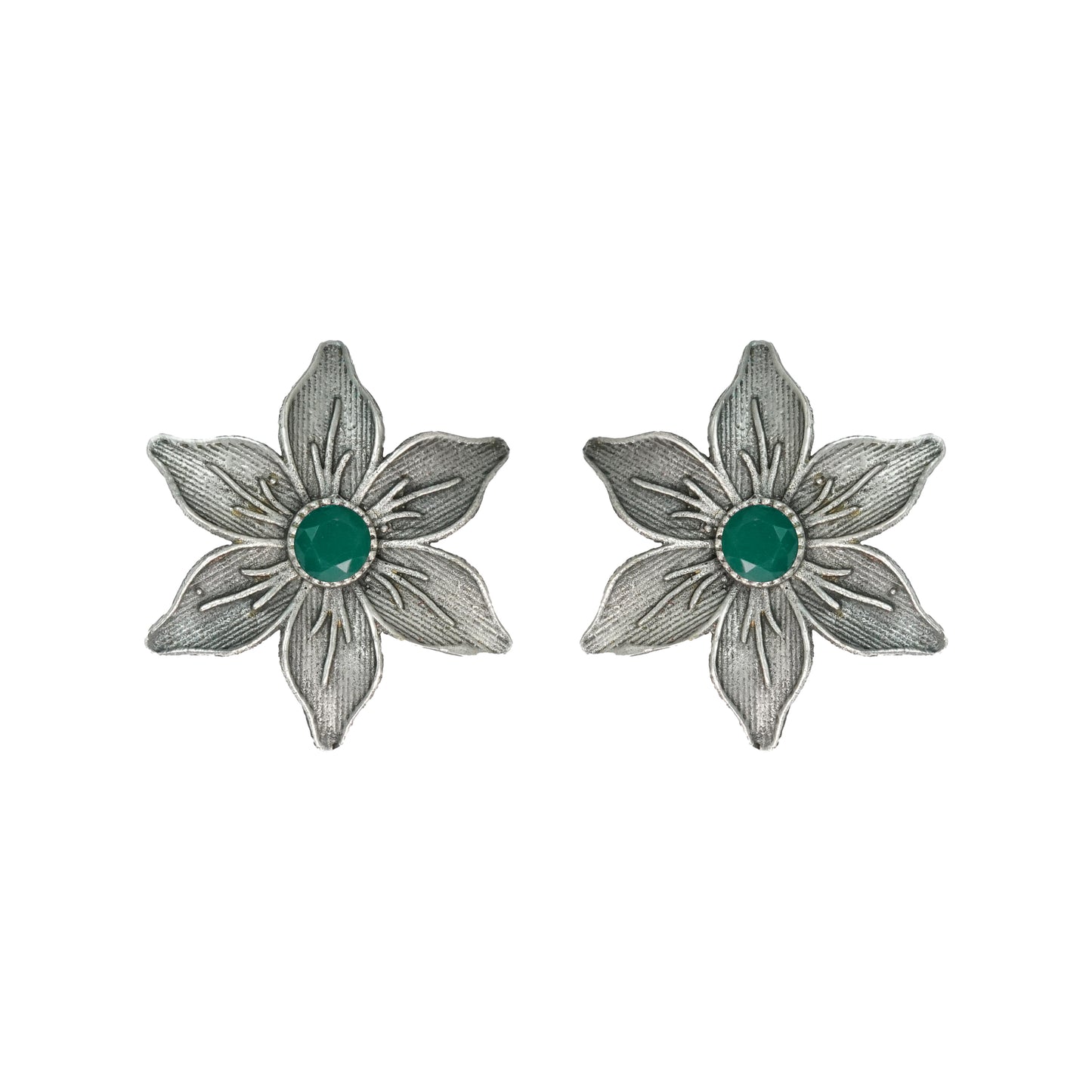 Green Stone Studded Brass Studs