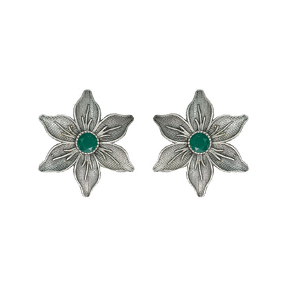 Green Stone Studded Brass Studs