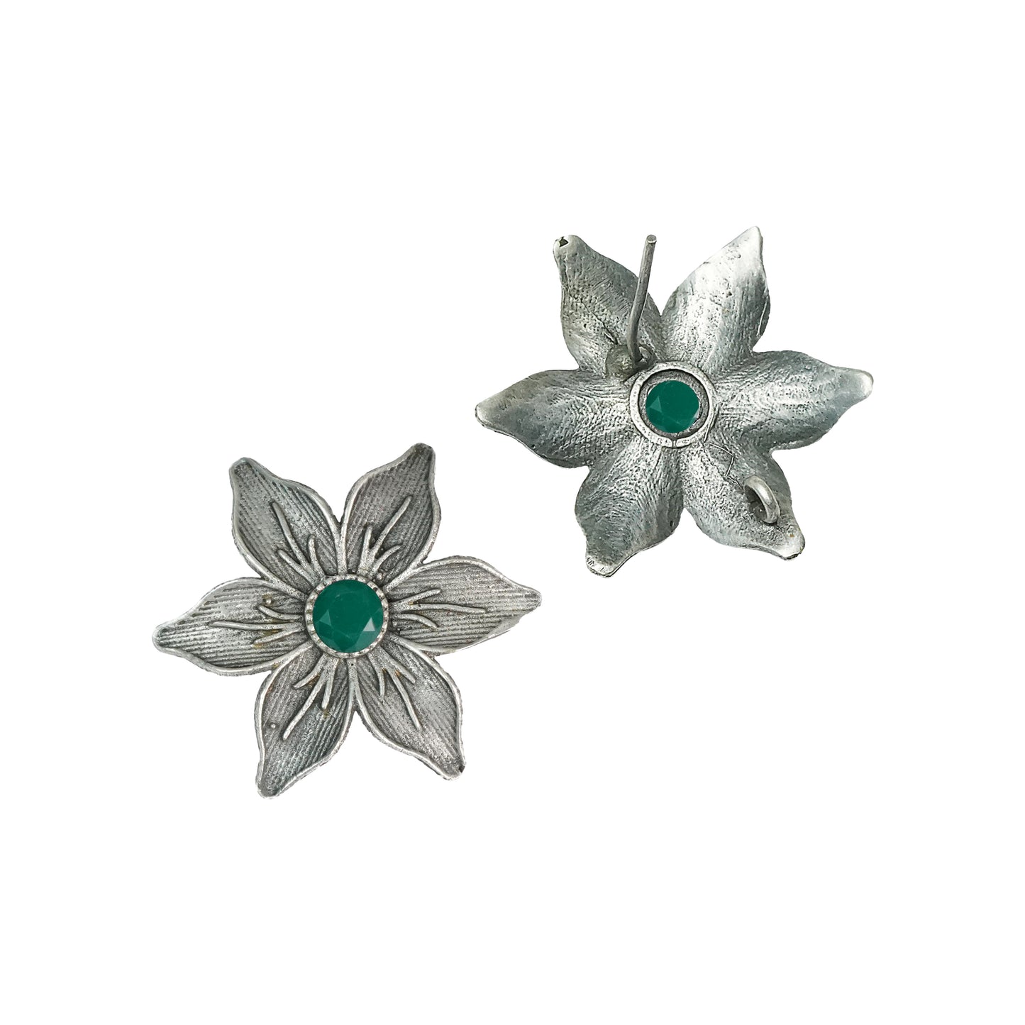 Green Stone Studded Brass Studs