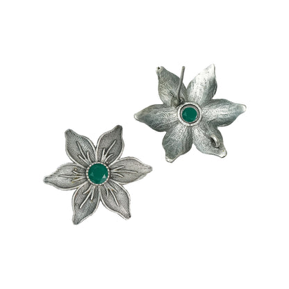 Green Stone Studded Brass Studs