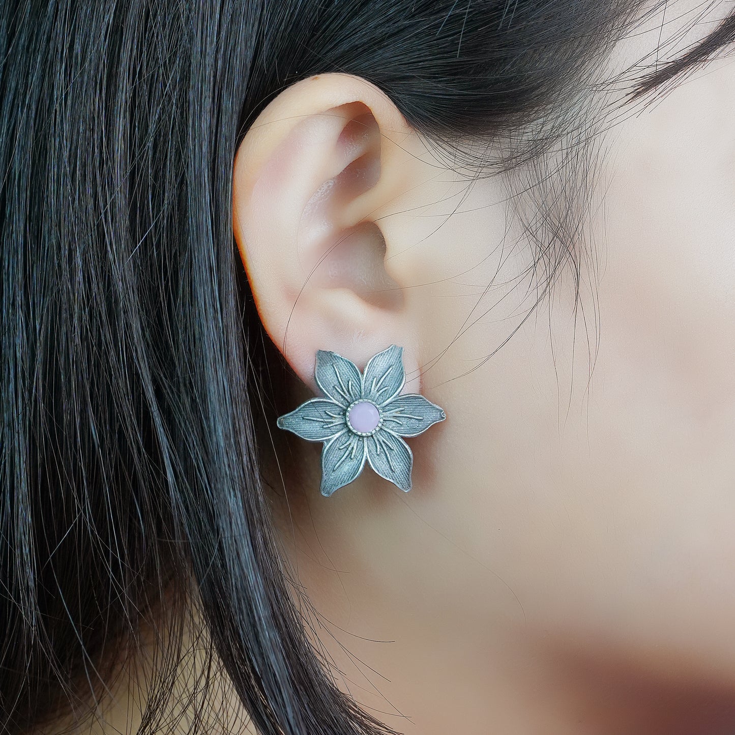 Baby Pink Stone Studded Brass Studs