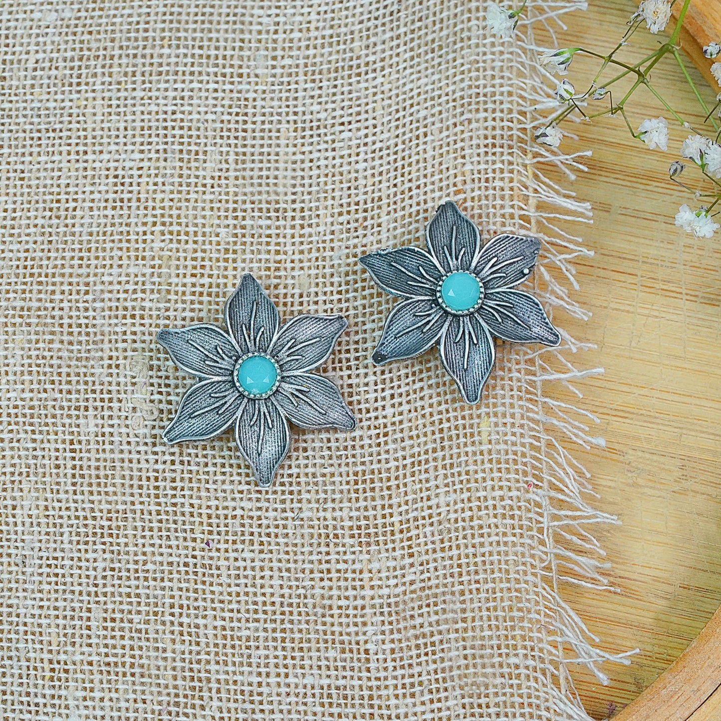 Mint Stone Studded Brass Studs