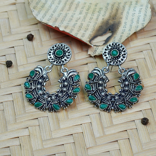 Green Stone Studded Danglers