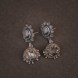 Grey Stone Studded Oxidised Dangler Earrings