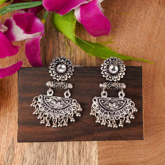 White Stone Studded Rajwada Style Statement Danglers