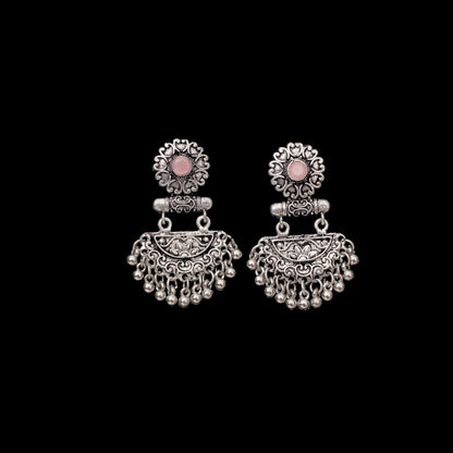 Baby Pink Stone Studded Rajwada Style Statement Danglers