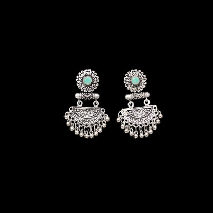 Mint Stone Studded Rajwada Style Statement Danglers