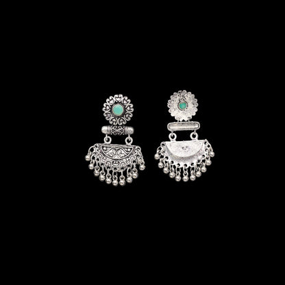 Mint Stone Studded Rajwada Style Statement Danglers