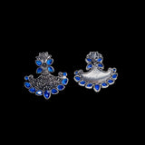 Blue Stone Studded German Silver Stud Earrings