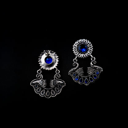 Blue Stone Studded Beautiful Oxidized Earrings