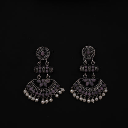 Baby Pink Stone Studded Rajwada Statement Earrings