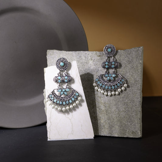 Mint Stone Studded Rajwada Statement Earrings