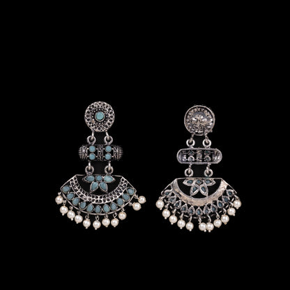 Mint Stone Studded Rajwada Statement Earrings