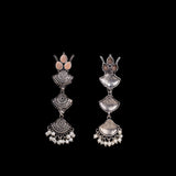Light Orangish Stone Studded Triple Layered Beautiful German Silver Earrings