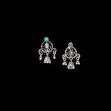 Green Stone Studded Intricate Jhumki Earrings
