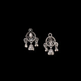 Black Stone Studded Intricate Jhumki Earrings